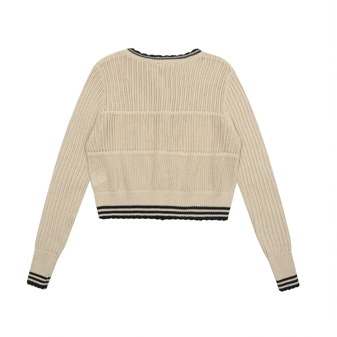 VIVI119# vivienne west wood West Queen Vivian Saturn New Retro "Unisex" Hollow Design Knitted Sweater Wool Round Neck 2024 Spring Latest Style Size: S -M- L Color: Apricot Royal Blue